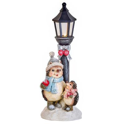 Light Up Lamppost With Hedgehogs